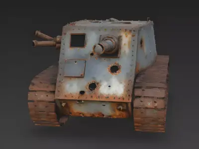 WWI German Box Tank Ruin 3D Model 3D Model Low-poly 3D model