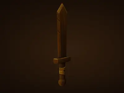 Wooden Sword - Game Ready Weapon Free low-poly 3D model