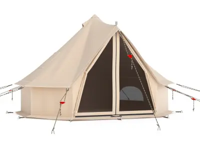 Canvas Glamping Bell Tent 3D model