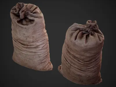 Realistic old burlap bag 03 photo scan Low-poly 3D model