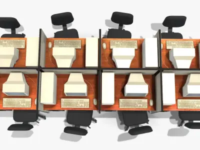 Office Computers  Low-poly 3D model