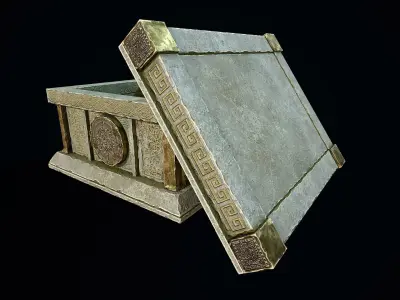 Aztec Stone Chest Low-poly 3D model