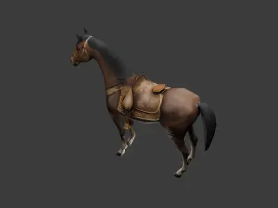 Low Poly Horse Game Ready 3D Model Color Variants PBR Textures Low-poly 3D model