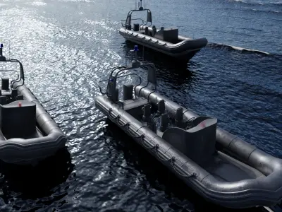 Police Zodiac Boat Low-poly 3D model