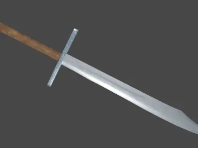 Falchion sword with Grossmesser handle Low-poly 3D model