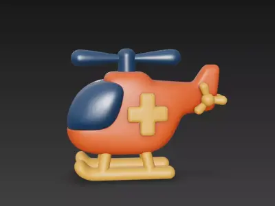 Cute Toy Rescue Helicopter 3D Model  Low-poly 3D model