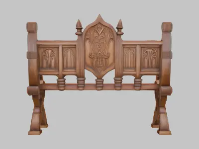 Ornate Wooden Bench Low-poly 3D model