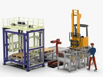 Automatic Cartons Packaging and Palletizing Machine 3D model