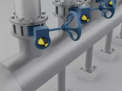 Low Poly Header with Butterfly Valves  Visual Model 3D model