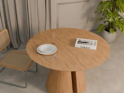 Round Wooden Table  Free low-poly 3D model