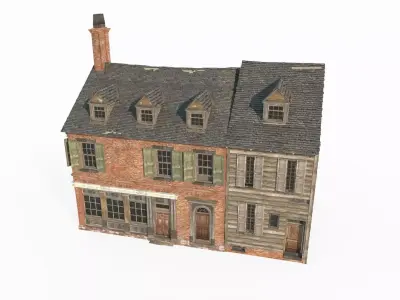 Town brick houses around the 18th century 3D model