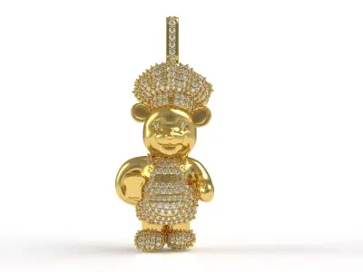 Chef Bear Diamond Hip Hop Pendant 3D print model