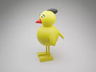 Cartoon bird yellow Free 3D model