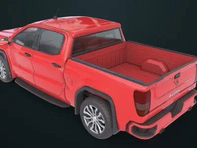 Generic Pickup Truck 02 Red All PBR Unity UE Textures 3D model
