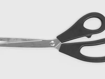 Office Scissors - Steel Stationery Tool in Open Cutting Pose 3D model