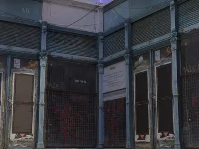 Derelict Wall-5 Low-poly 3D model