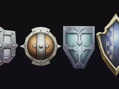 Shield Armor Defense Weapon Cartoon Medieval Melee Board Low-poly 3D model