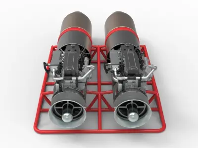 Jet engines with frame 3D model