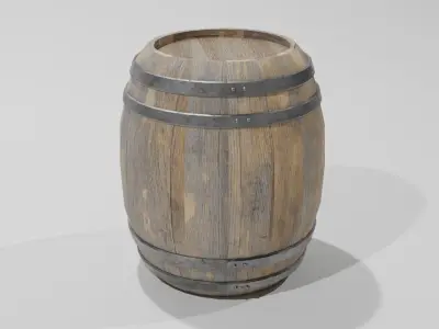 Old Wood Wine Beer Barrel Low Poly Game Ready PBR Low-poly 3D model