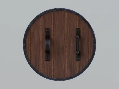 Wooden shield Low-poly 3D model
