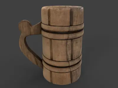 Old Wooden Cup Low-poly 3D model