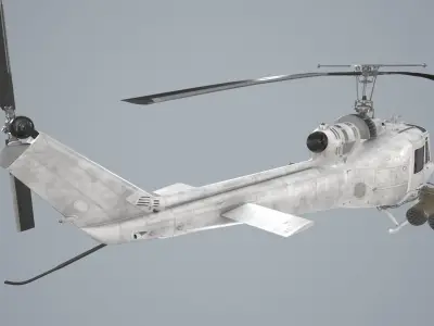 Bell UH-1C Blank Livery Basic Animation Low-poly 3D model