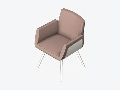 Furniture - Chair - Contemporary - Solid Wood Frame Low-poly 3D model