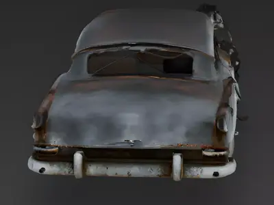 Realistic Severely Crushed 1950s Sedan 3D Model Low-poly 3D model
