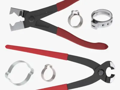 Clamp installation set: 2 pliers and 4 clamps 3D model