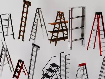 Industrial Ladder Collection Low-poly 3D model