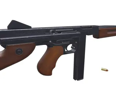 M1A1 Thompson SMG Low-poly Free low-poly 3D model