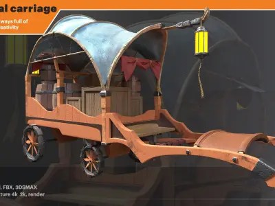 Medieval Carriage Low-poly 3D model by filiippoo