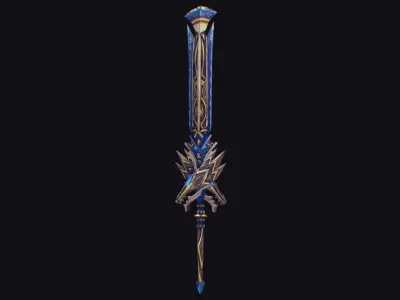Sword Magical Cutting Fantasy Melee Dagger Iron Blade Saber Low-poly 3D model 4