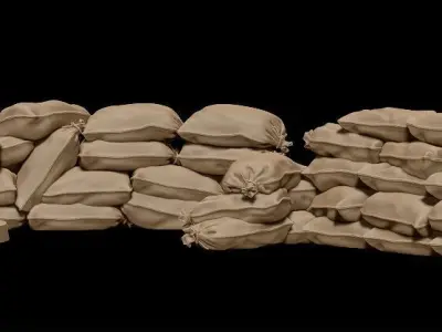 Sand bags wall 3D print model