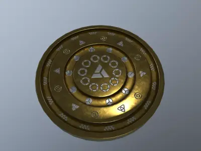 Gold Rune Coin PBR Low-poly 3D model
