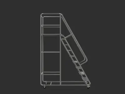 Realistic Ladder 3D Model with Detailed Rungs and Frame Low-poly 3D model
