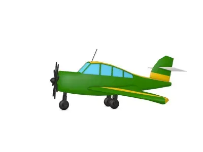 Cartoon Green Airplane Low-poly 3D model