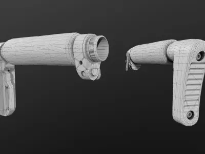 ACE Ultra Lite AR15 Entry Length Stock Low-poly 3D model