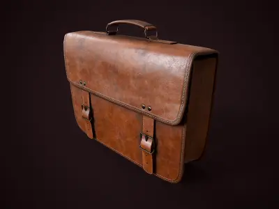 Vintage Leather Briefcase  Low-poly 3D model