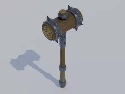 Stylized two-handed mace Low-poly 3D model