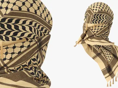 Magnivit Tactical Shemagh Wrapped on Head Beige 3D model