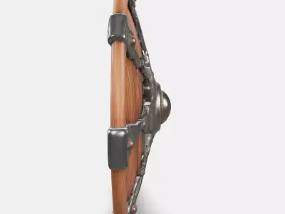 Round Wooden Shield With Iron Boss Low-poly 3D model