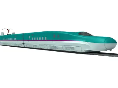 Blue High-Speed Train Shinkansen 3D model