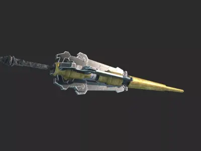 Future sci-fi electric shock long spear 3D model