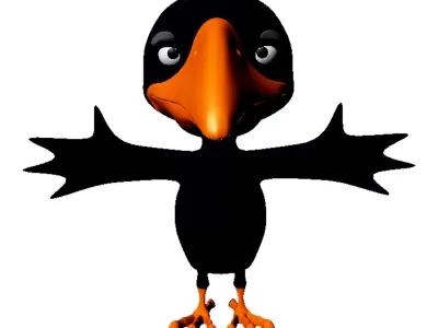 Crow cartoon Low-poly 3D model