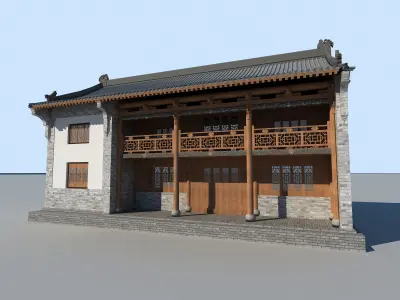 Chinese ancient architecture Low-poly 3D model purchase