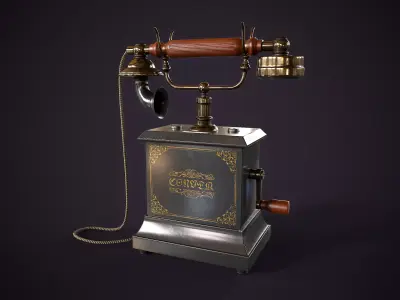 Old vintage telephone Low-poly 3D model