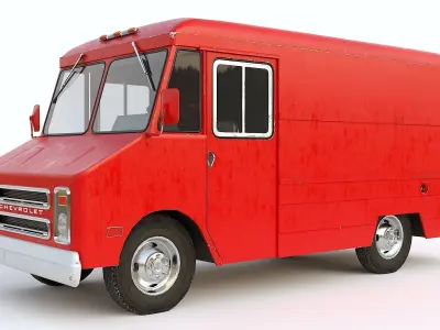 Chevrolet P30 step van  Red 1980s  Low-poly 3D model
