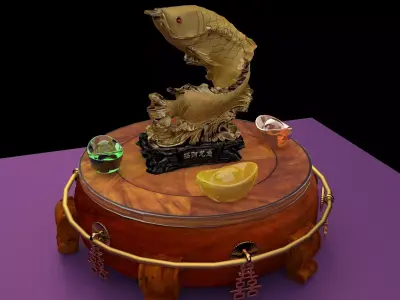  Chinese golden fish statue  3D model