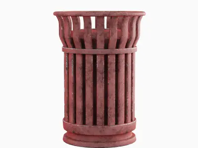 Steel Trash Can Set B Low-poly 3D model